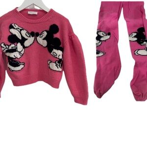 MONNALISA GIRLS PINK DISNEY SWEATER and matching tights  size 10